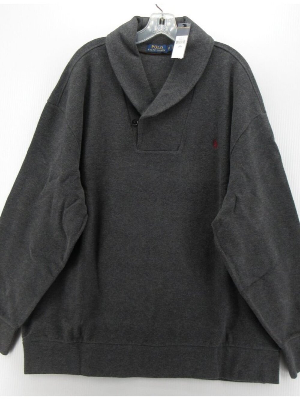 Ralph Lauren Polo Sweater 2XB Big Shawl Collar Pony Suede Elbow Patches